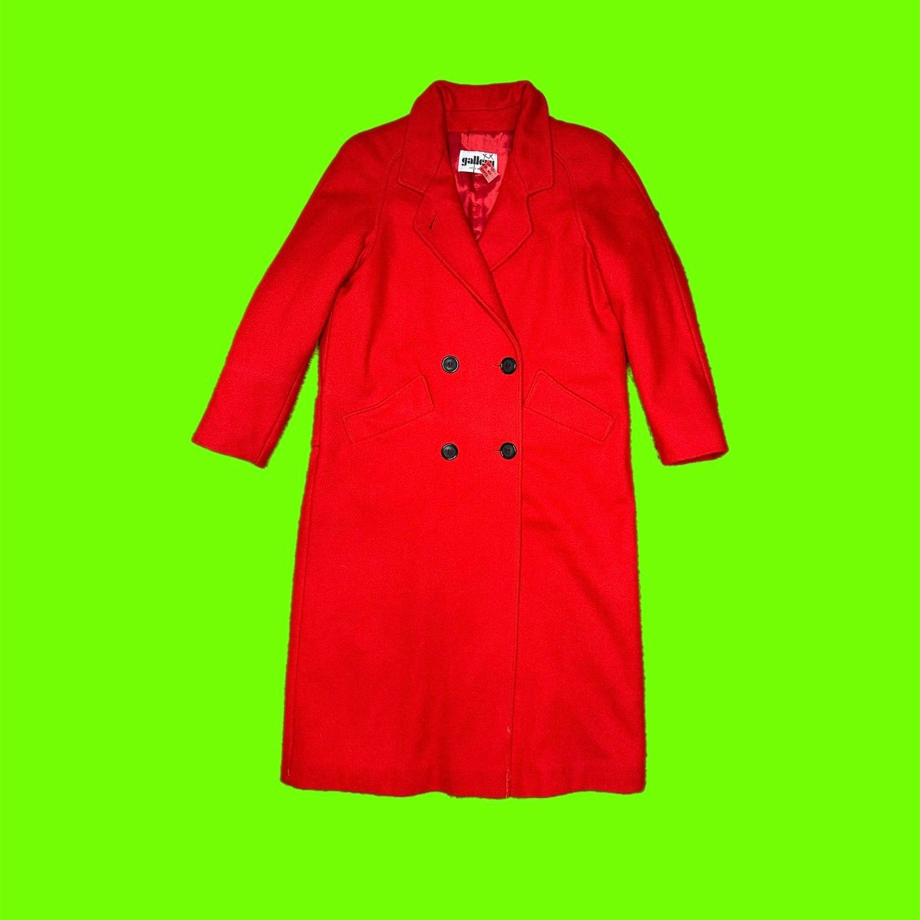 Cherry Red Wool Coat NEW vtg buy Ladies