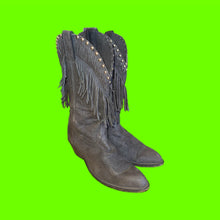 Load image into Gallery viewer, Black Fringe Boots with Studs