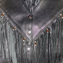 Load image into Gallery viewer, Black Leather Fringe Vest

