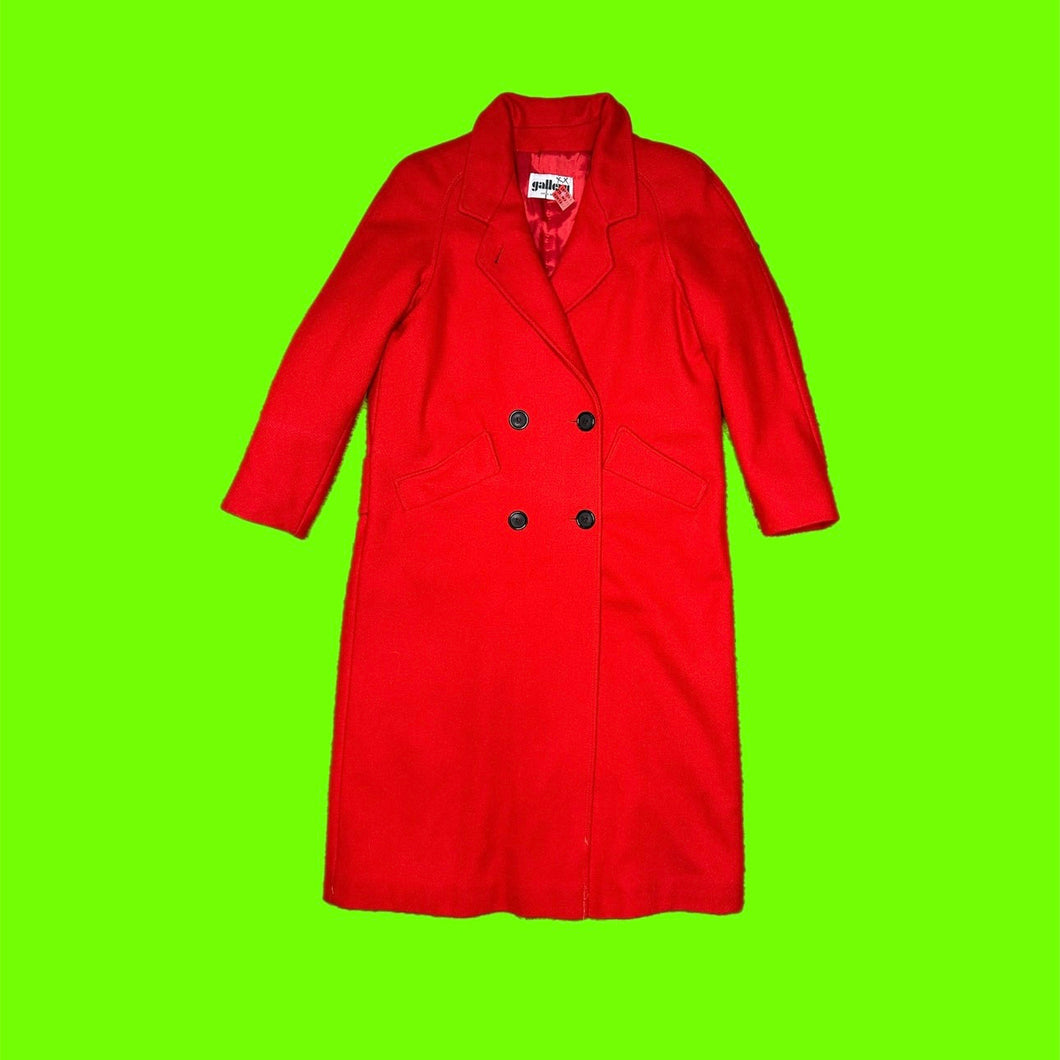 cherry red pea coat