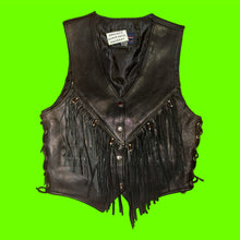 Load image into Gallery viewer, Black Leather Fringe Vest
