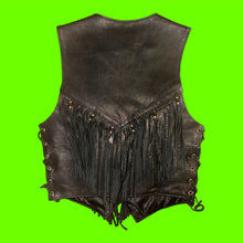 Load image into Gallery viewer, Black Leather Fringe Vest
