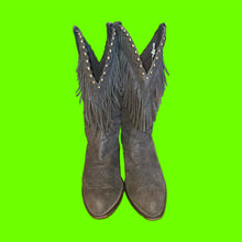 Load image into Gallery viewer, Black Fringe Boots with Studs

