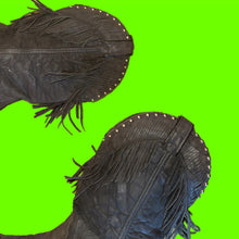 Load image into Gallery viewer, Black Fringe Boots with Studs
