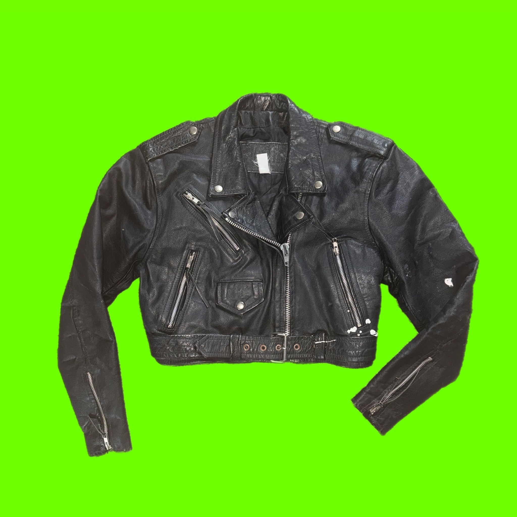 Cropped Leather Motorcycle Jacket – Looking Sideways Vintage LLC